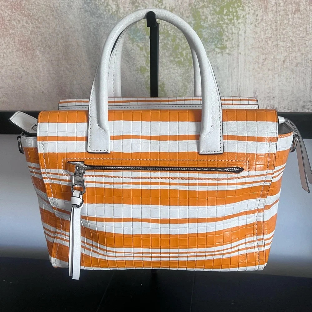 Coach Mini Riley Bleecker White & Orange Striped Mini Satchel/Crossbody 2014 - Picture 5 of 12